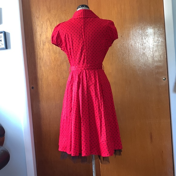 H&R red & black polka dot vintage style dress 12 - Picture 6 of 15
